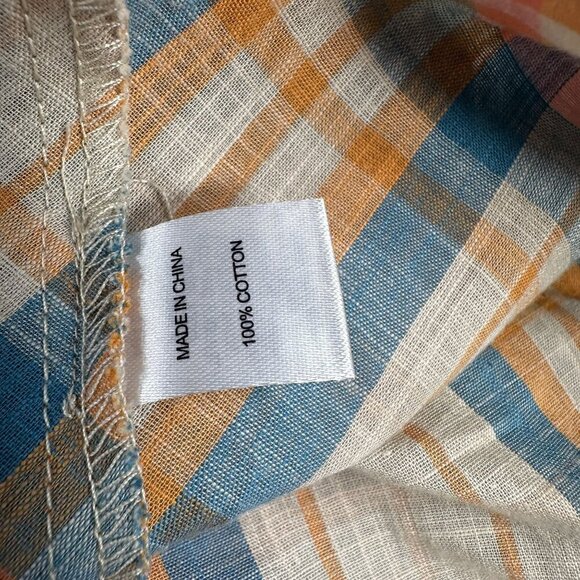 Drew Anthropologie Babydoll Dress Women Prairie Windowpane Plaid Cottagecore - Picture 7 of 16